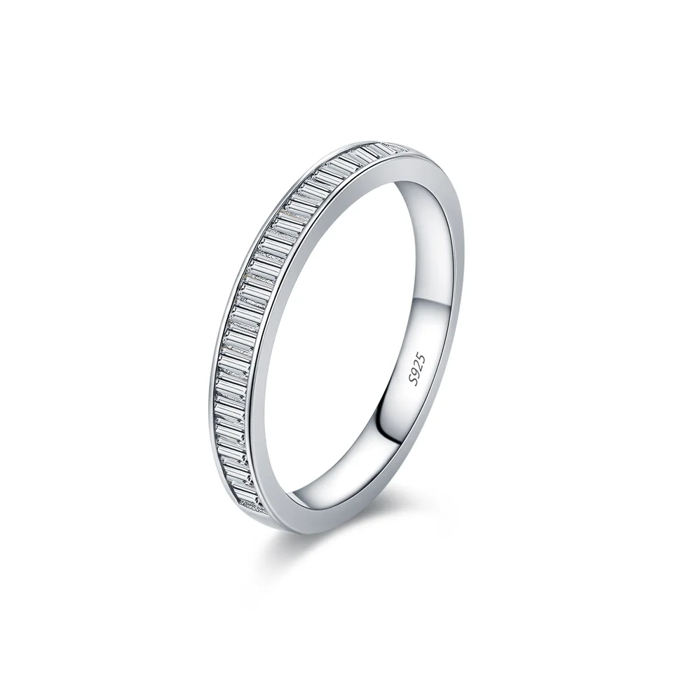 Dazzling Moissanite Rectangle Stackable Rings Sterling Silver