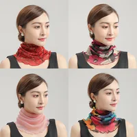 Summer New Face Mask Neckerchief Women Print Thin Scarf Sunscreen Soft Lady Three Usage Neck Collar Pullover Scarves Headbands 2