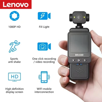 Videocamera d'Azione Portatile Lenovo con Schermo LCD Frontale Touch e Schermi Posteriori, 4K 1080P, Impermeabile, Angolo di Ripresa 180° °   Rotazione dello schermo