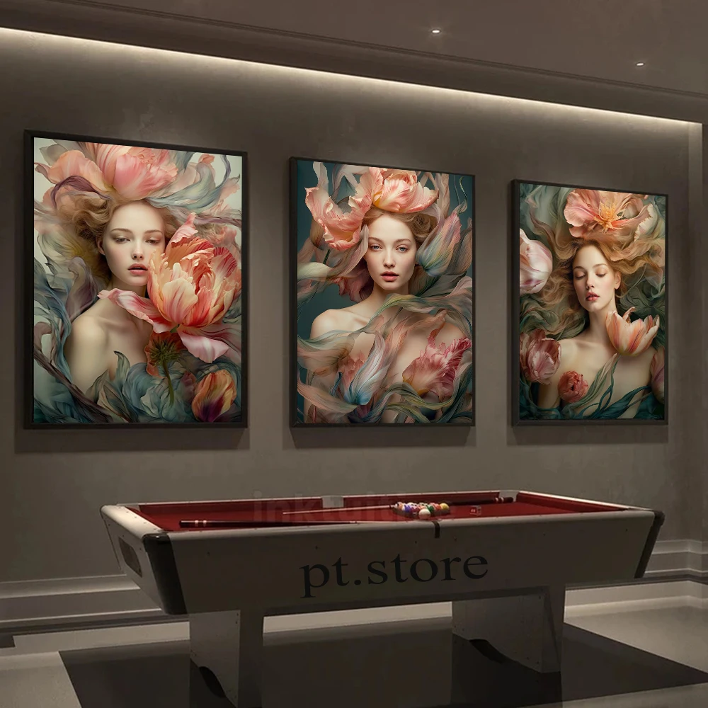 Abstract Flower Head Figure Art Canvas Painting Pop Art Elegant Feminine Aesthetic Posters Prints Modern Living Room Home Decor