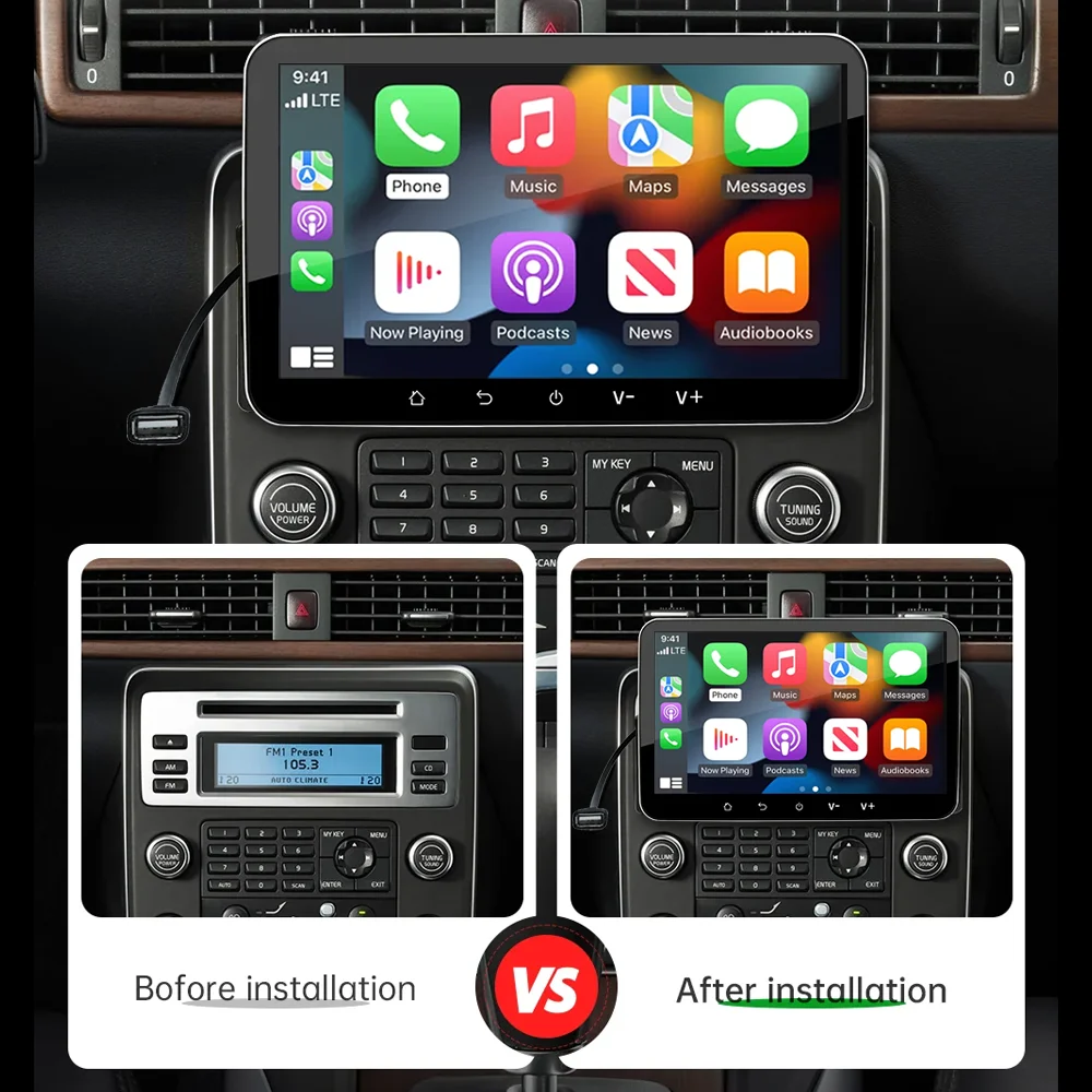 Estéreo para coche con cable Apple CarPlay Android Auto Single Din pantalla táctil de 7 pulgadas Compatible con Bluetooth, estilo Benz MP5, Radio FM, sin DVD 3