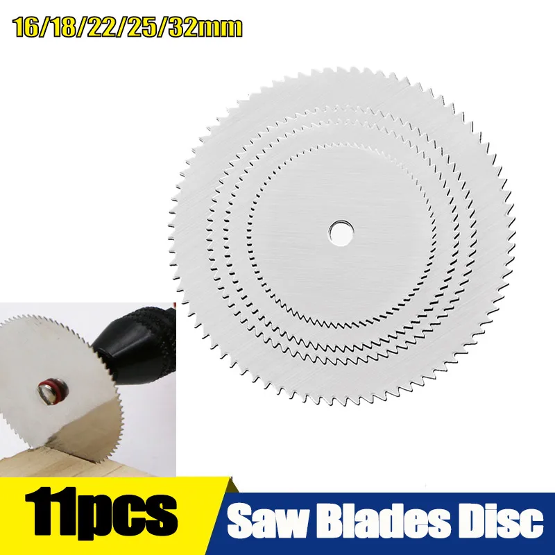 11pcs Wood Saw Blades Disc Wood Cutting Discs Drill Mandrel Stainless