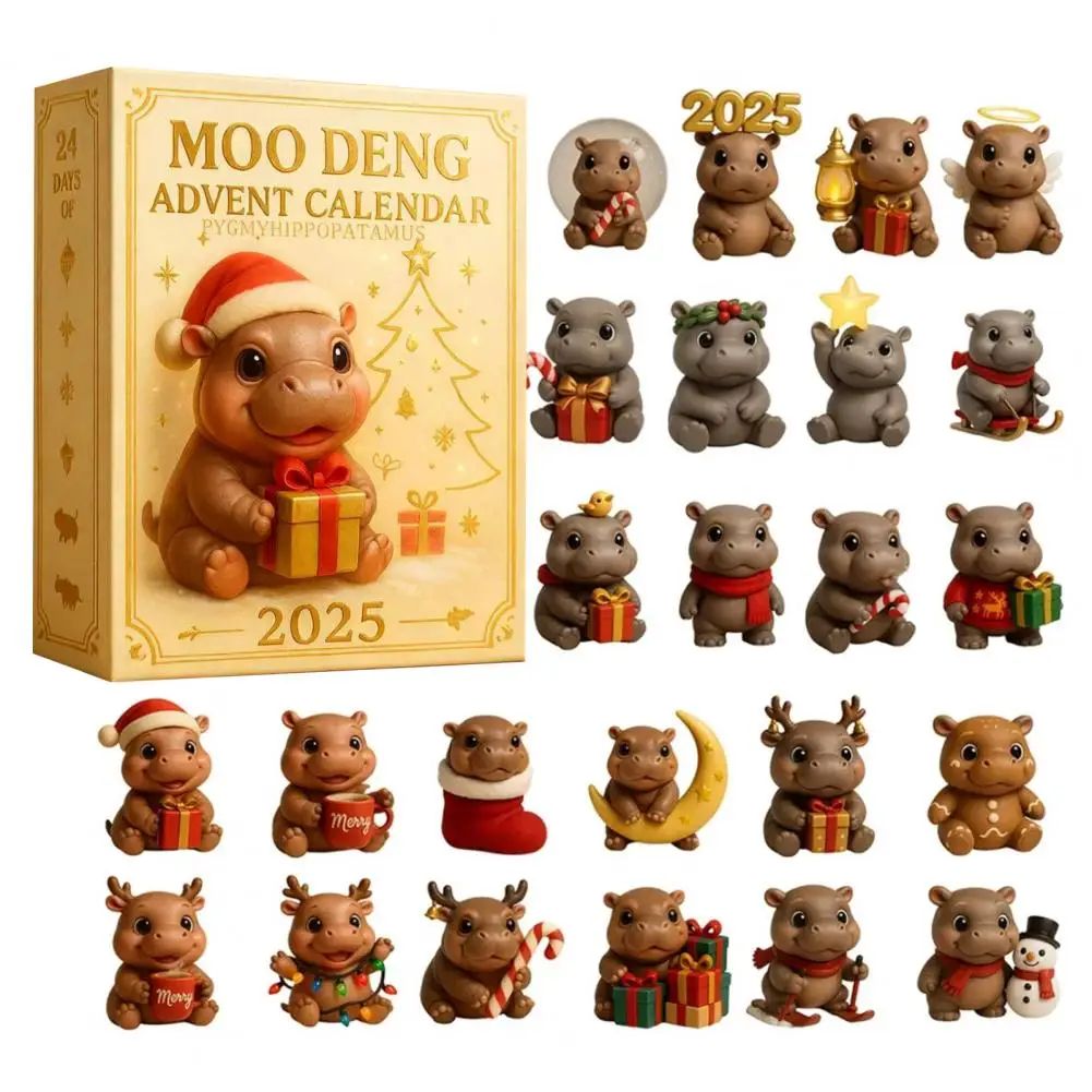 2025 Advent Calendar Hippo Advent Calendar Christmas Countdown Advent Calendar 2025 with Acrylic Hippo Ornaments for Children