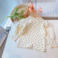 Girls Half-High Collar and Puff Long Sleeve T-Shirt Casual and Comfortable Everyday Versatile T-Shirt Children Clothing 1