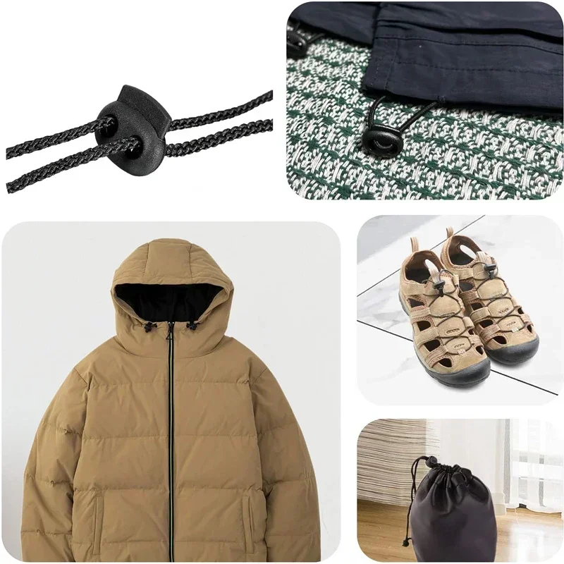 4mm-5.5mm Twin Hole Metal Stopper Cord Locks Bean Drawstring Toggle Clip Apparel Shoelace Sportswear Button Accessorie 10Pcs cord lock stopper detachable stopper cord lock cord stopper cord end lock