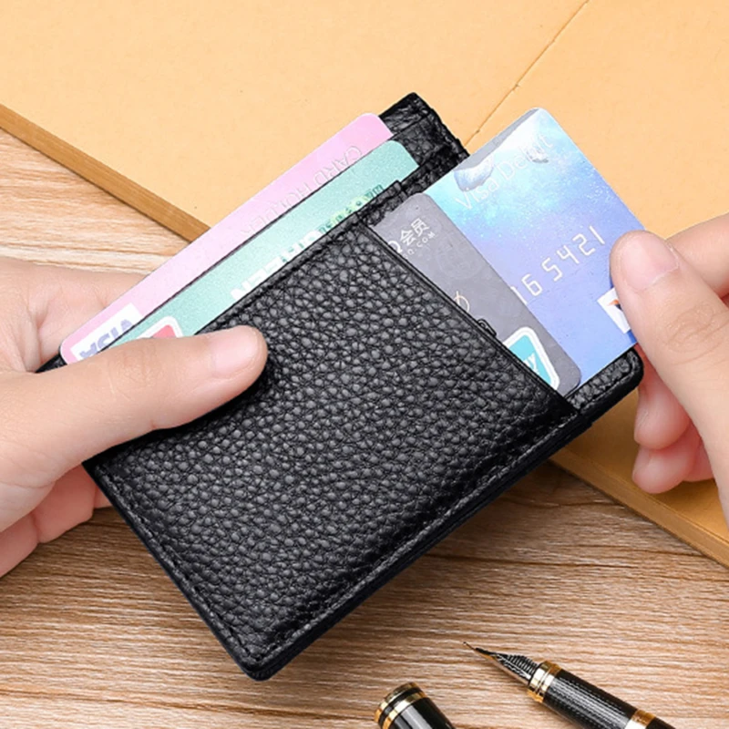 

Super Slim Soft Wallet Genuine Leather Mini Credit Card Holder Wallets Purse Thin Small Card Holders Men Wallet