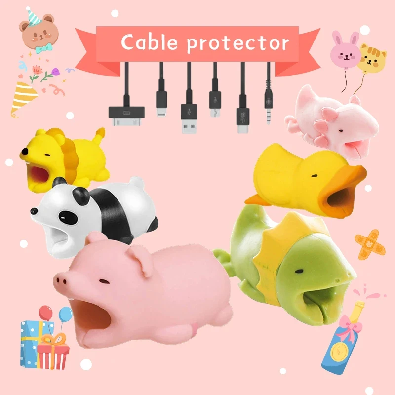 1 PCs Data Cable Protective Cover Cartoon Animal Creative Universal Data Cable Fixer Durable, Anti-breaking and Not Falling off 4