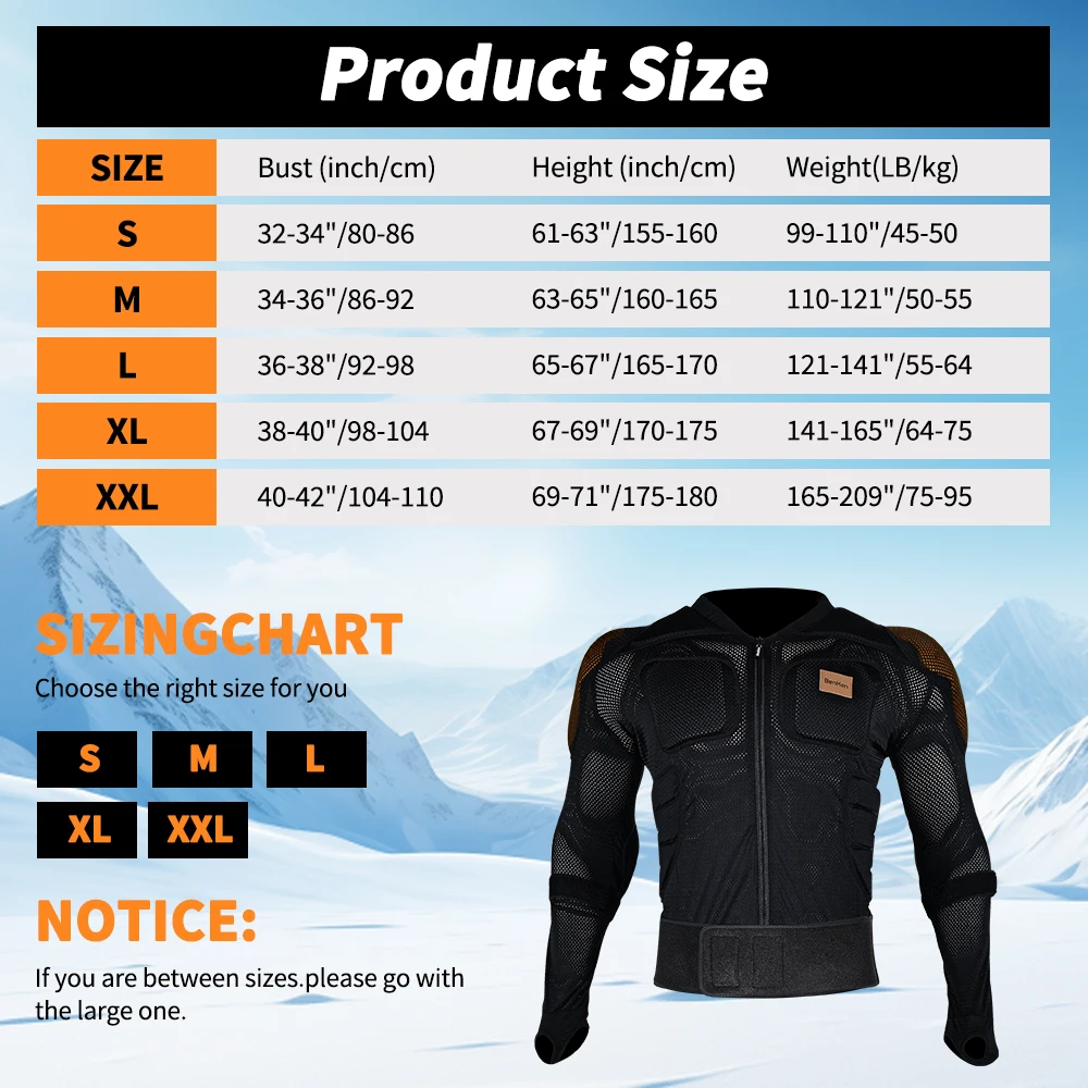 Outdoor Sports Protective Ski Gear Benken Safety Clothing EVA Pad Tights Snowboarding Comfortable Shirt Skiing Snowboarding