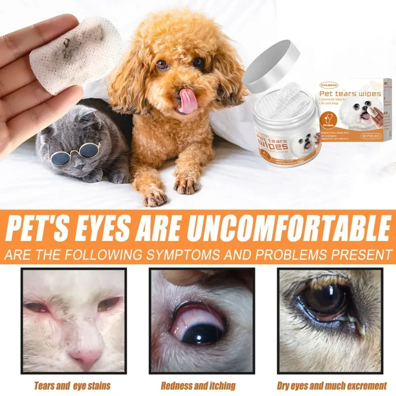 Pet Paper Towels 60PCS Cat Dog Disposable Cleaning Wipes Non-woven Eye Tear Cleaning Ear Stain Remover Wet Towels Grooming Tools pet cleaning wipes