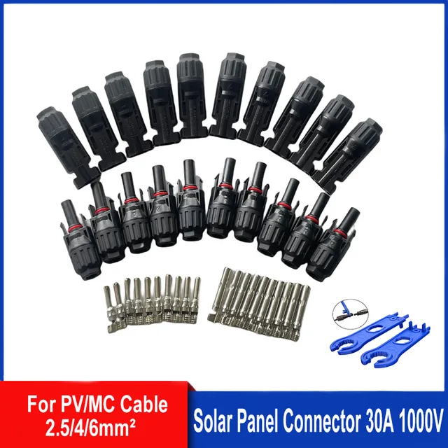 5/10 paires de connecteurs solaires, fiches PV 1000V 30A, Kit de connecteurs de panneau solaire disponibles pour câbles PV/MC 2.5/4/6 mm2 1