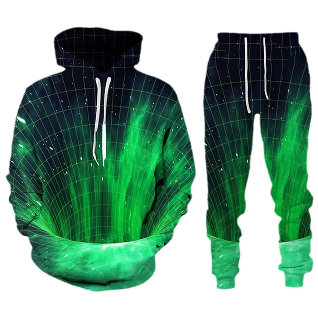 Men's 3D Printed Hoodies Pant Sets Hip Hop Sweatshirts