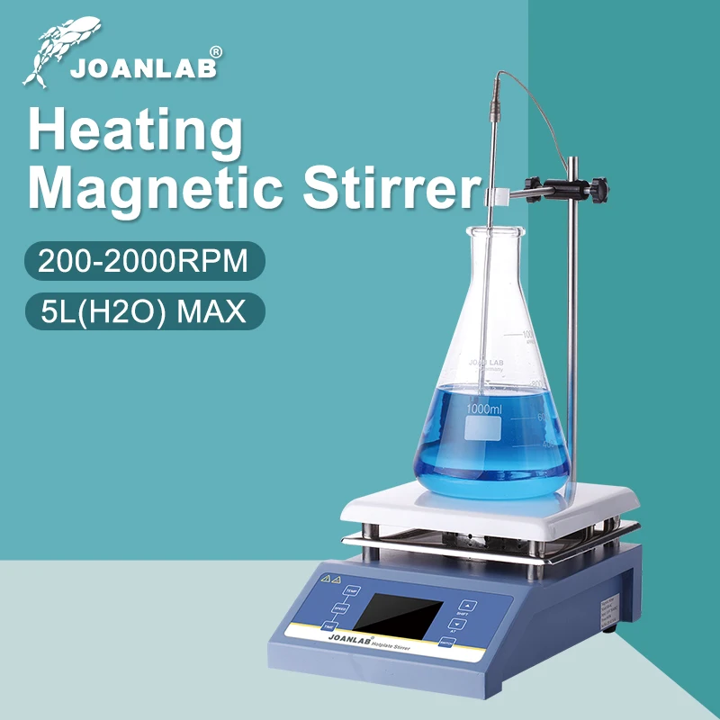 JOANLAB 자석 교반기, 일정한 온도 가열, 디지털 디스플레이, 실험실 장비, 5L, 2000rpm HSC-19T