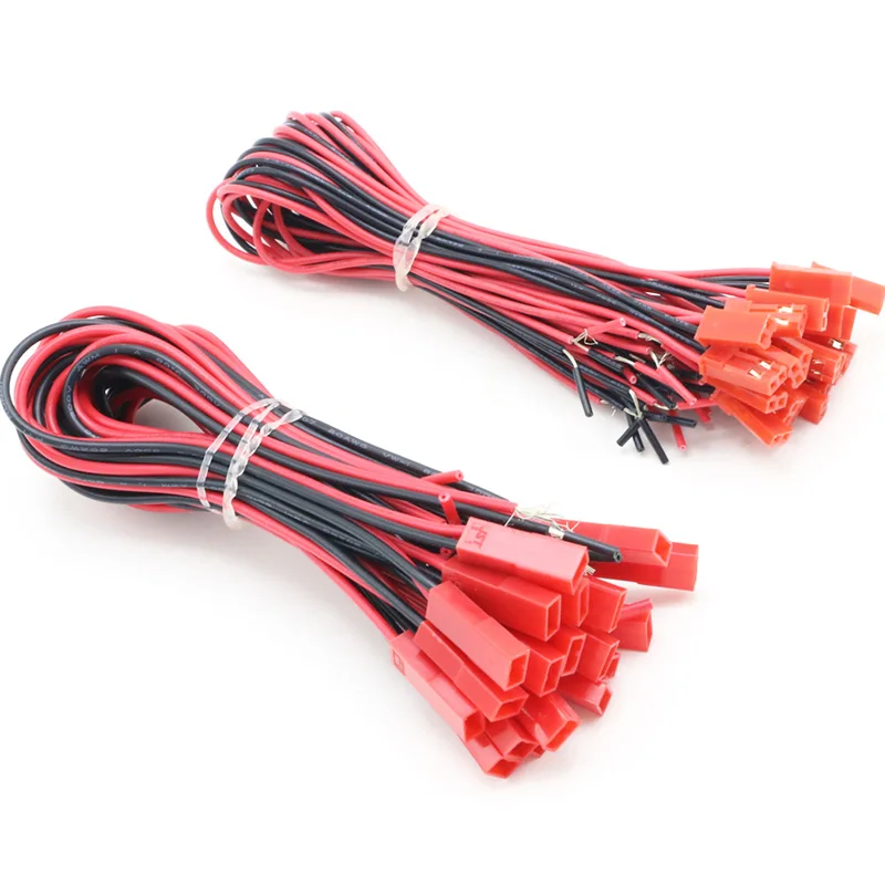Lot de 10 connecteurs JST 22AWG pour batterie RC LIPO - 100/150/200mm