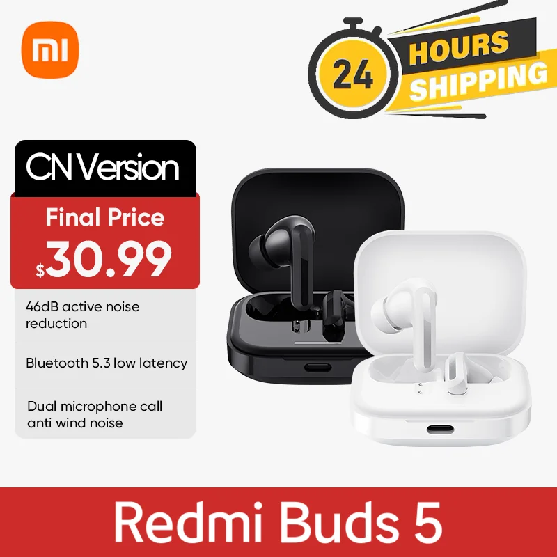 Xiaomi Redmi Buds 5 46dB Noise Cancelling Bluetooth 5.3 TWS Earphone 40H  Battery Life AI Call Anti Wind Noise Wireless Headphone - AliExpress