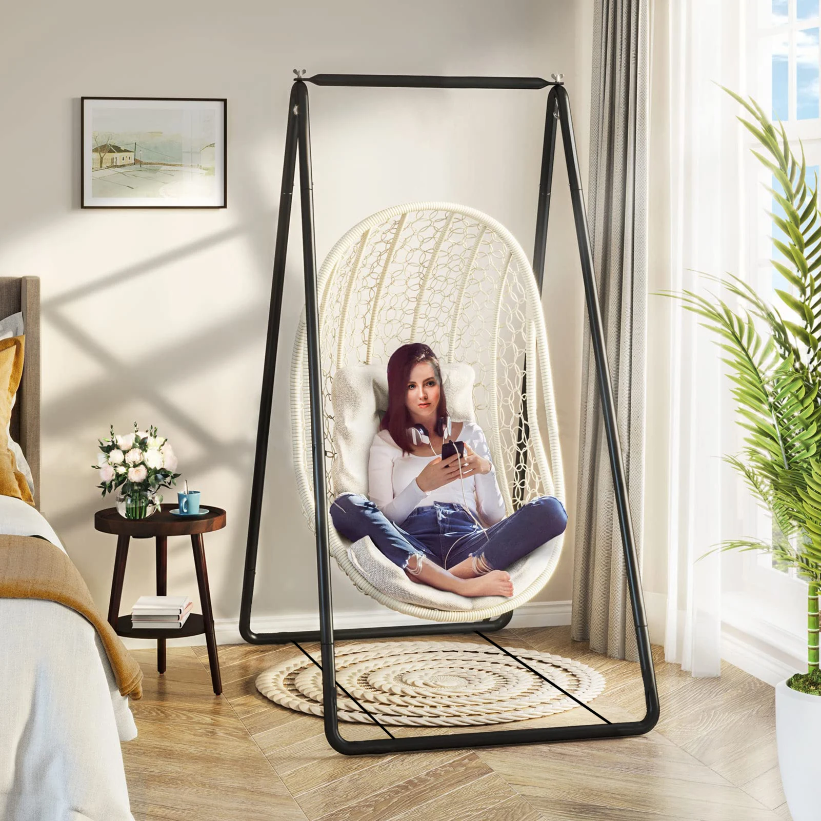 Hammock Stand Heavy Duty Metal Hammock Frame Capacity Fits Hammocks Hammock Rack Strong Load Bearing Anti-deformed Hammock Chair 4