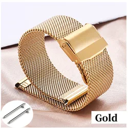 Sleek Quick Release Milanese Stainless Steel Bracelet - Universal Fit, Mesh Design for 20mm (Gold)