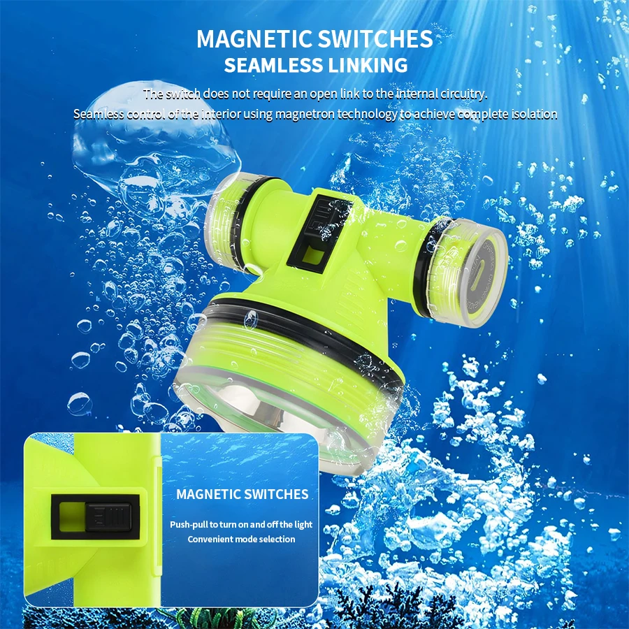 SQ-901 LED Diving Flashlight 350m Underwater Portable Searchlight IPX8 waterproof Rechargeable Headlamp Submersible Light