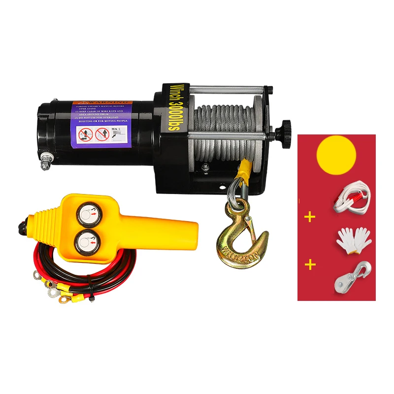 

3500lbs/4000lbs/4500lbs Car Mounted Small Crane Electric Hoist 12V/24V Off-road Vehicle Traction Self Rescue Trailer Winch Hoist