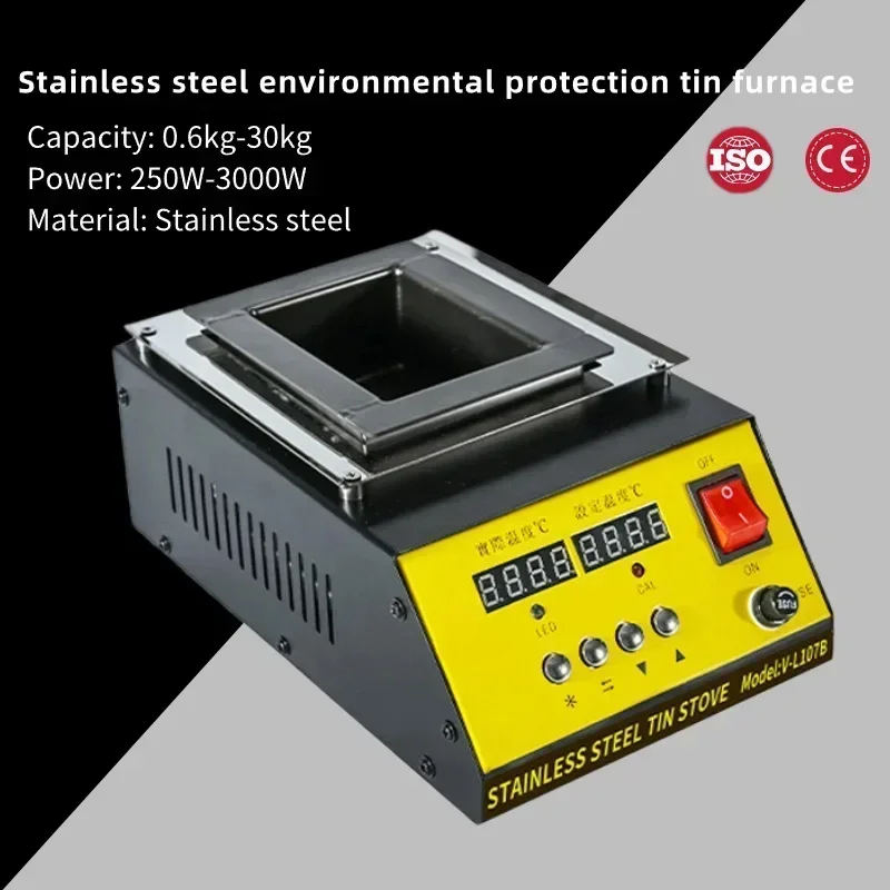 110V/220V Tin Melting Pot Solder Tin Pot Melting Furnace Thermoregulation Soldering Desoldering Bath 30~400 Degree Ajustable
