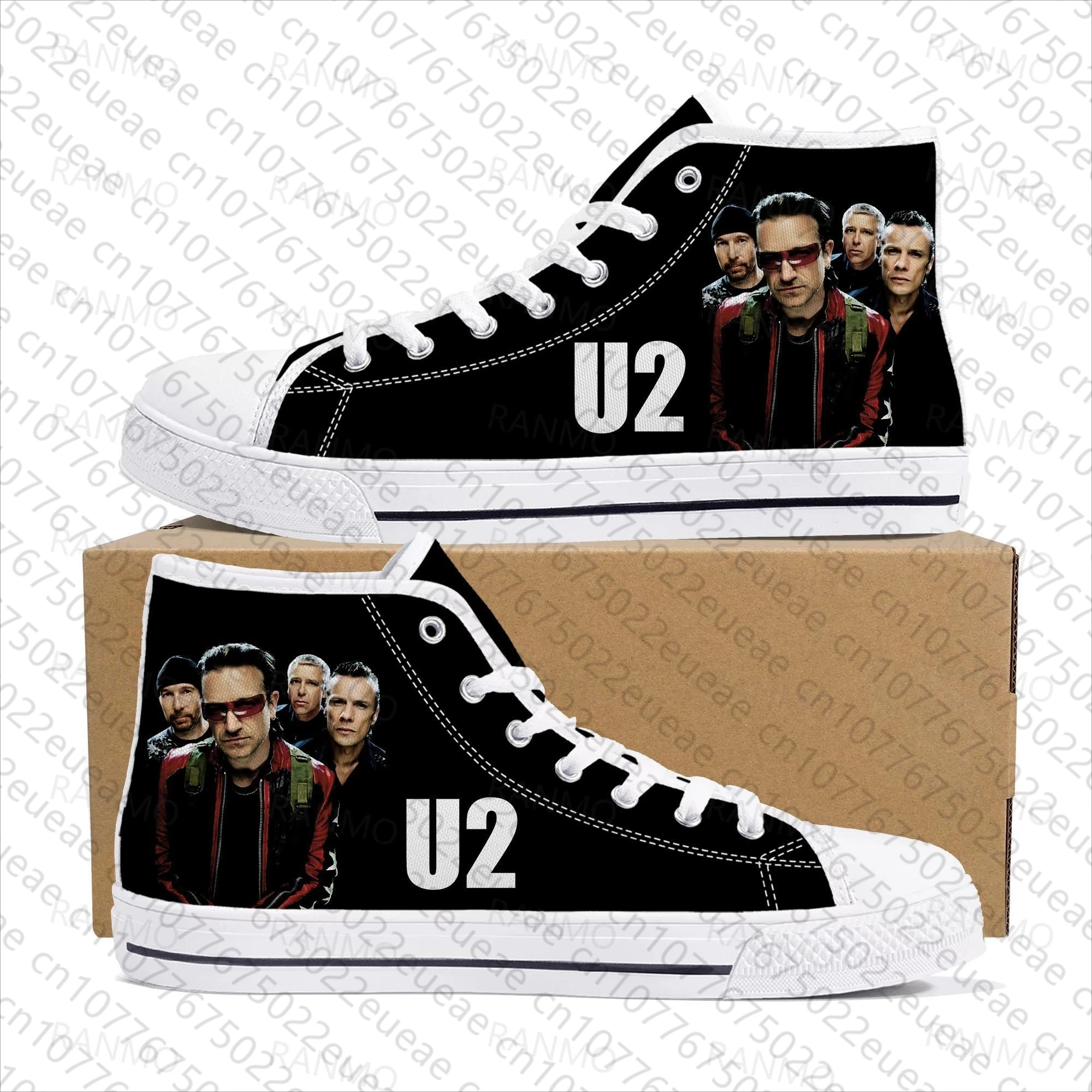 U2 Rock Band Fashion punk High Top High Quality Sneakers Men Women Teenager Canvas Sneaker Casual Couple Shoes Custom Shoes 3