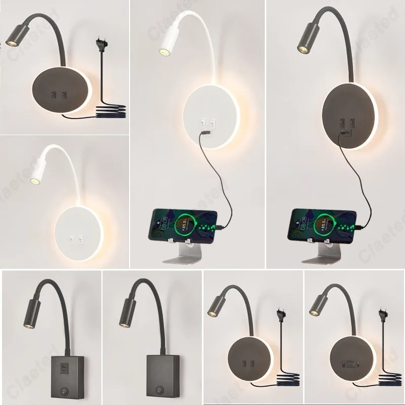 LED Flexible Gooseneck Wall Lamp USB with Switch Adjustable Angle Bedroom Bedside Wall Lamp Corridor Decorative Lighting Fixture led light led wall lamp wall light