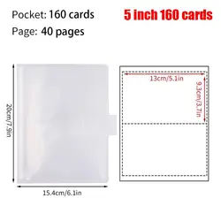 Multi - Size Transparent Photo Card Holder Album - Stylish Photocard Organizer with 80/160 Slots (5 Inch 160 Cards)