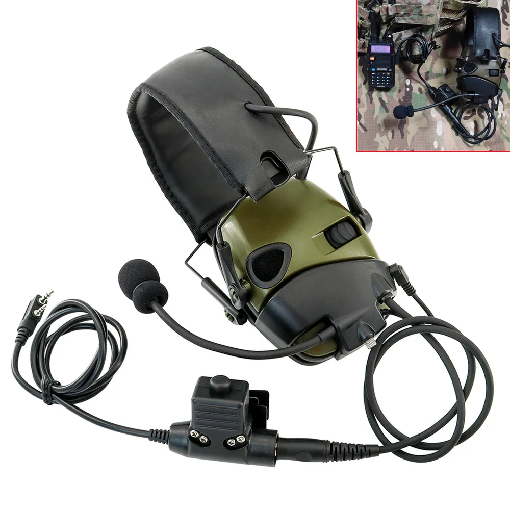 Тактические-электронные-наушники-Защита-слуха-шумоподавление-охотничья-стрельба-внешний-микрофон-в-комплекте