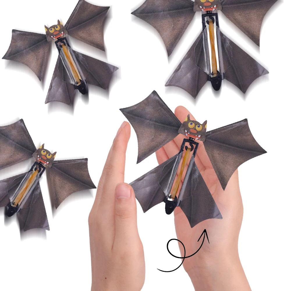 Black Magic Flying Butterflies Bat Wind Up Toys Bookmark Greeting Cards Rubber Band Powered  Kids Outdoor Game Props Butterfly