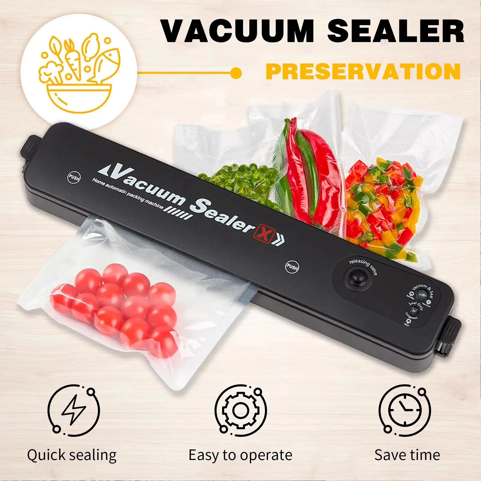 Vacuum Sealer Packaging Machine Food Vacuum Sealer Vacuum Bags Household Vacuum Food Sealing Machine Food Storage Tools 6
