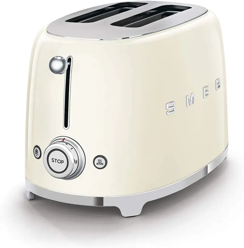 SMEG 2 Slice Toaster and Sandwich Rack Combo, Cream