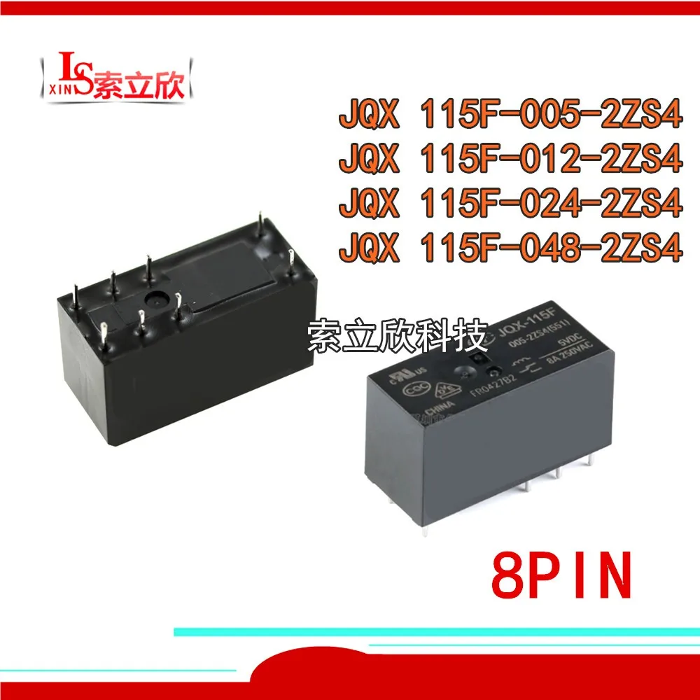 10PCS  New Relay  JQX-115F-005-2ZS4  JQX 115F-012-2ZS4  JQX 115F-024-2ZS4  JQX 115F-048-2ZS4  JQX 115F 012 2ZS4 5V 12V 24V 8PIN
