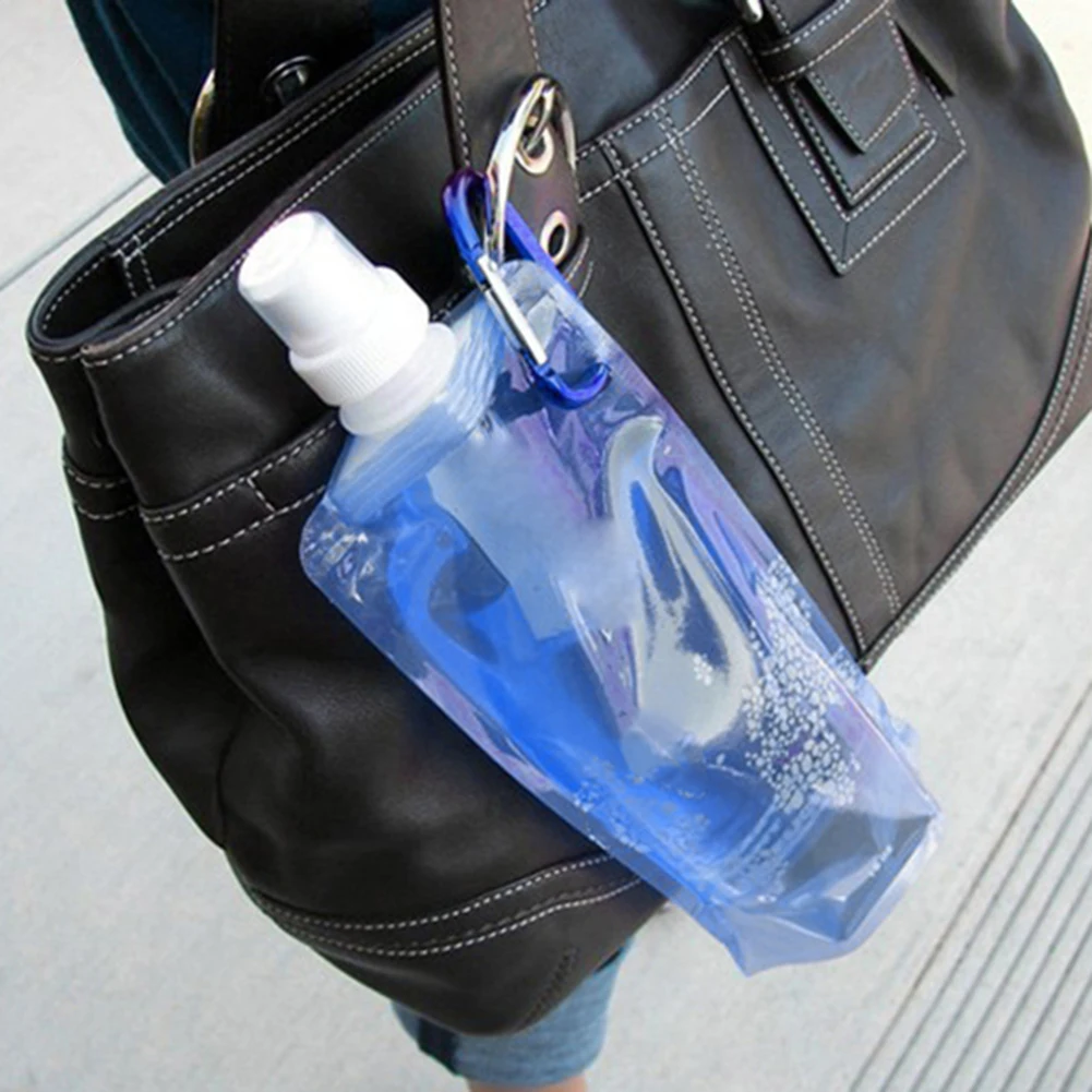 350ml/480ml Portable Ultralight Foldable Soft Water Bag Flask Bottle Outdoor Sport Hiking Camping Water Bag Folding Water Bucket 3