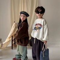 2025 enfants vêtements automne hiver bébé garçons filles polaire sweat nouveaux enfants lettre imprimer haut col en o enfants chaud pull 2