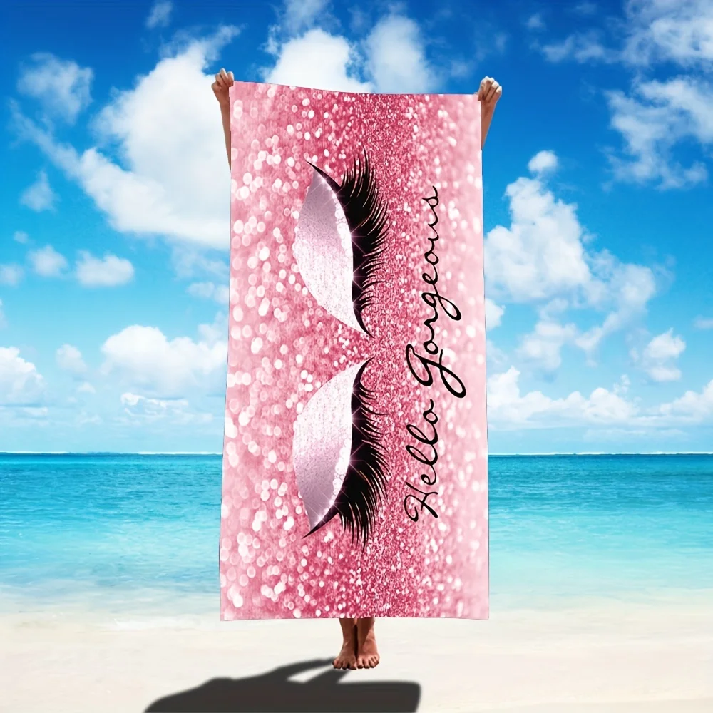 

Розовые пляжные полотенца с рисунком ресниц, пляжные аксессуары для отпуска, быстросохнущее и Непрозрачное пляжное одеяло для плавания, бассейна, искусственное Йога