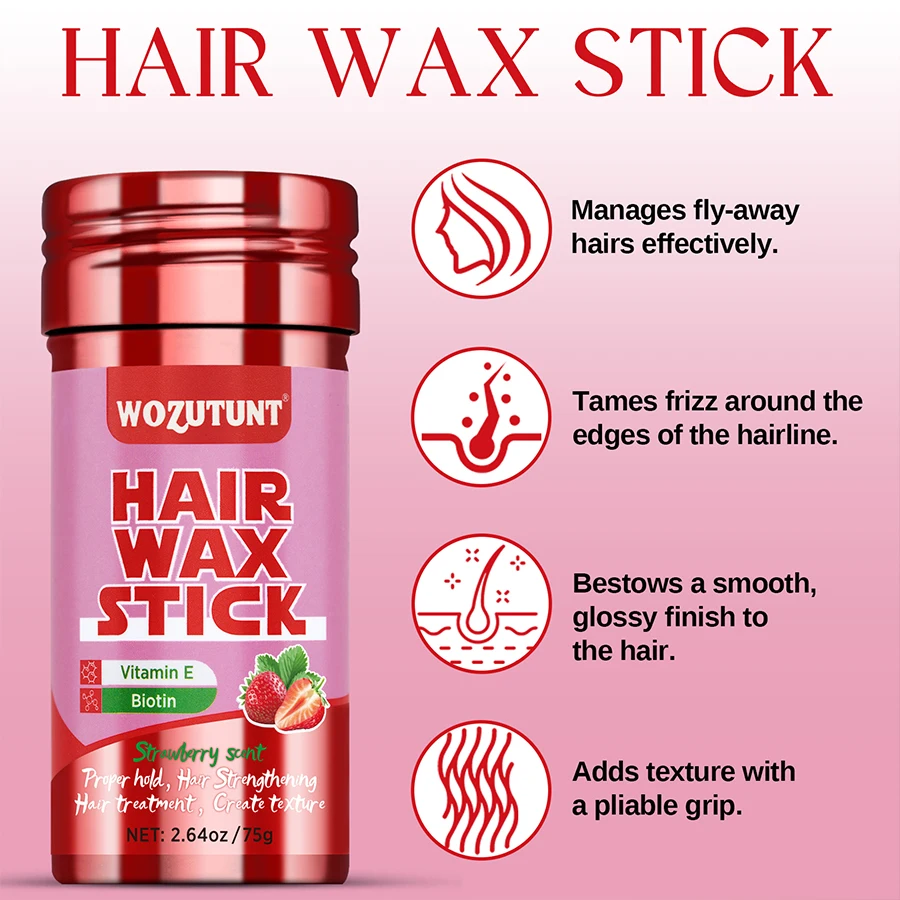 Natural Styling Wax Stick Non-greasy Hair Strengthening Pomade for All Type Frizzy Flyaway Hair Create Texture Solid Wax Product 2