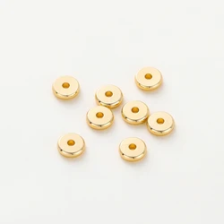 Gold Color Plated Brass Round Spacer Beads for DIY Jewelry (50 Pieces) (18K Gold)