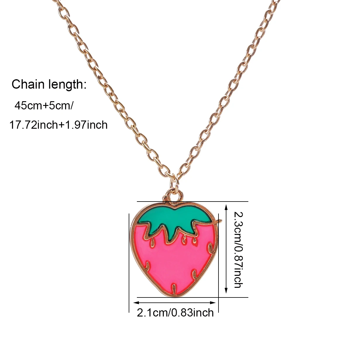 1 Pc Strawberry Fruit Pendant Necklace For Women Cut Adjustable Heart Pendant Necklace Fashion Jewelry Accessories Gift 6