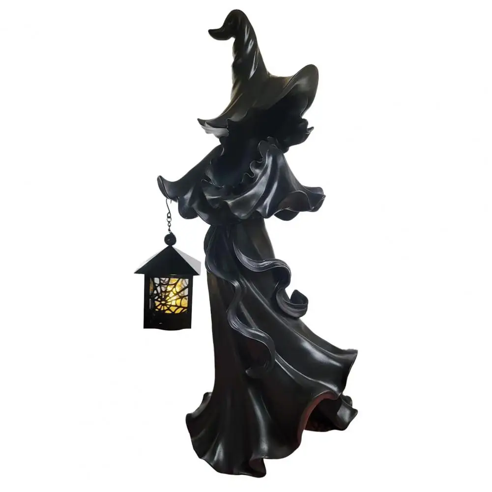 

Halloween Witch Sculpture with Lantern Ornament Ghost Looking Resin Figure Hellraiser Halloween Decoration Party Decoration