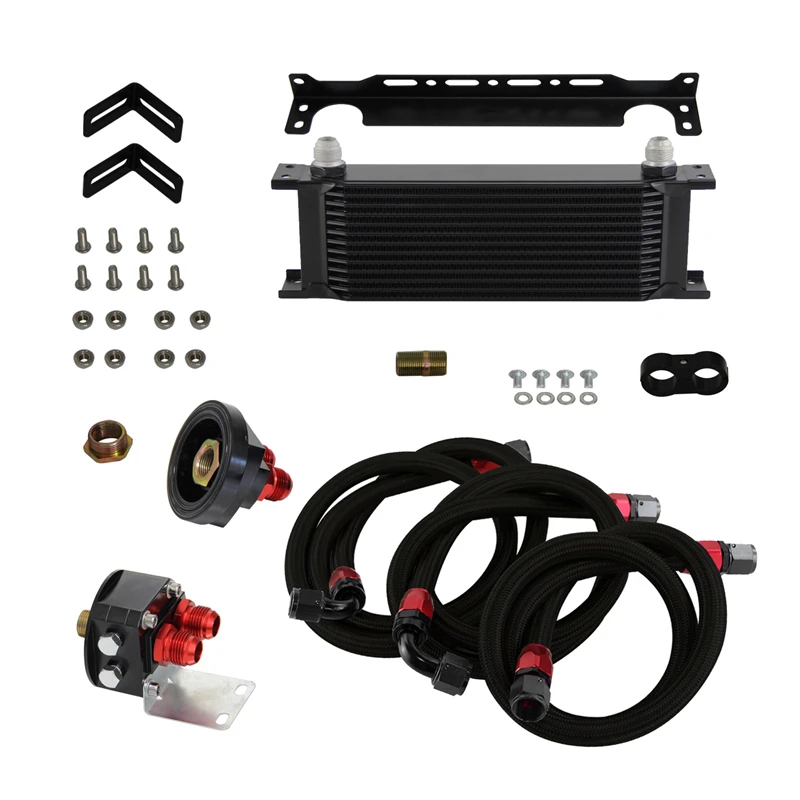 

13 ROW AN10 UNIVERSAL ENGINE TRANSMISSION OIL COOLER british+relocation KIT BLACK