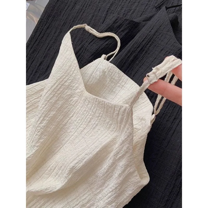 300lbs 캐주얼 루즈 피트 조절 가능한 드레스 여성 여름 육체 느낌 Innertank 스커트 2 다목적 여성용 드레스