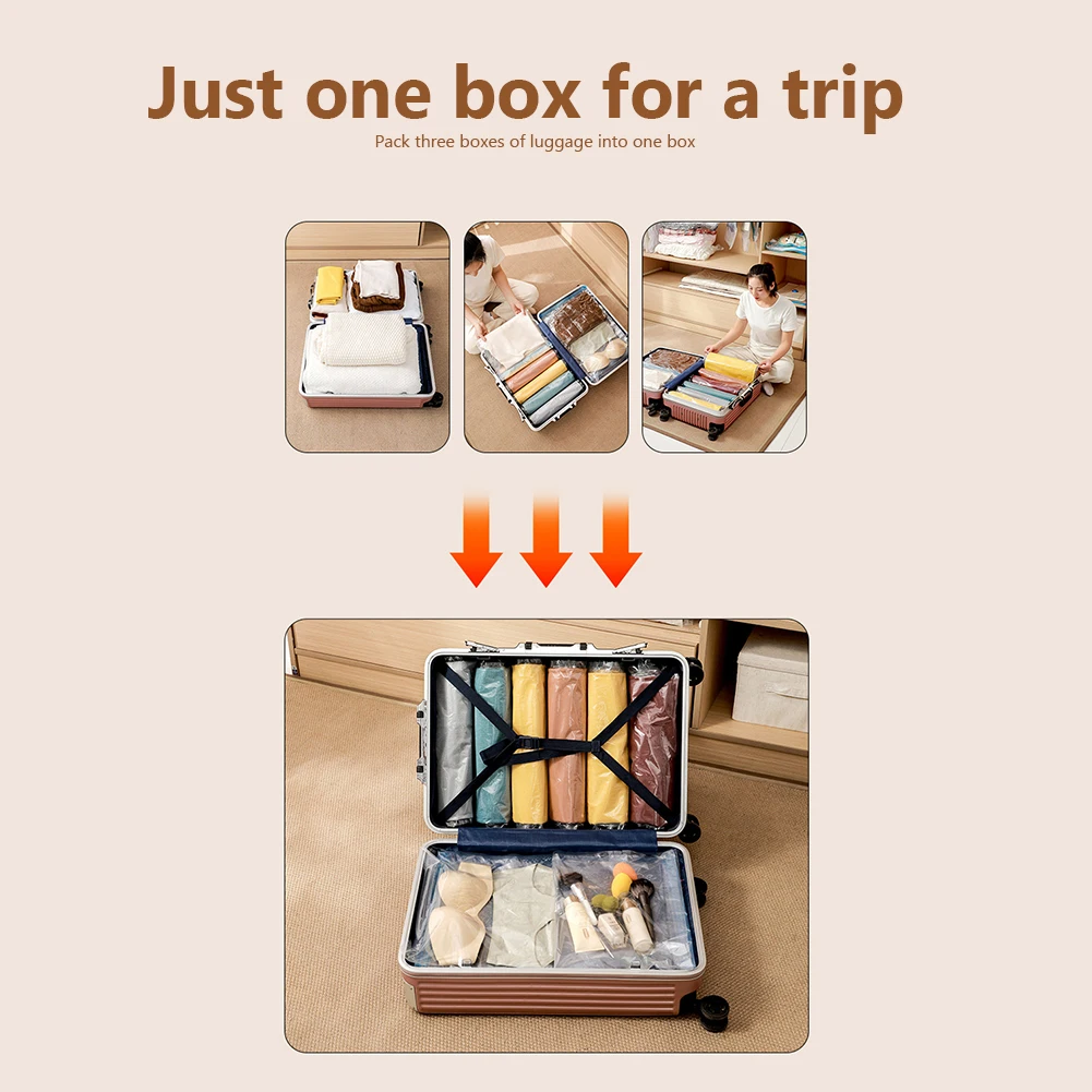 Foldable Vacuum-Sealed Space Saver Bags with Hand Pump - Dustproof Storage for Blankets, Clothes, and Pillows