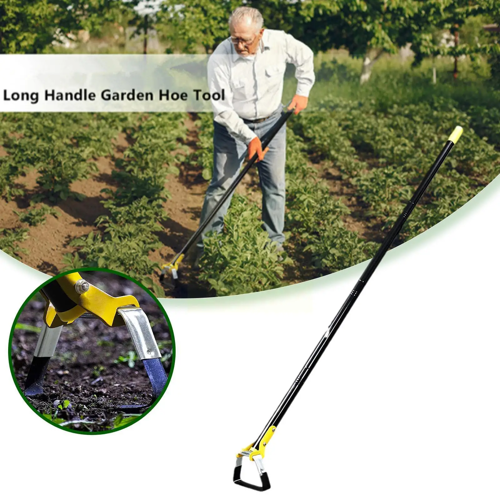 HoeGardenToolGardenHulaHoesForWeedingGardeningLongHandleHeavyDutyAdjustableWeeding
