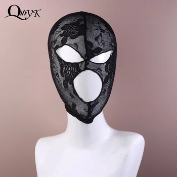 Maschera di pizzo nero moda Maschera per la testa sexy unisex Copertura elastica per il viso per copricapo per maschera per spettacoli di ballo per feste cosplay