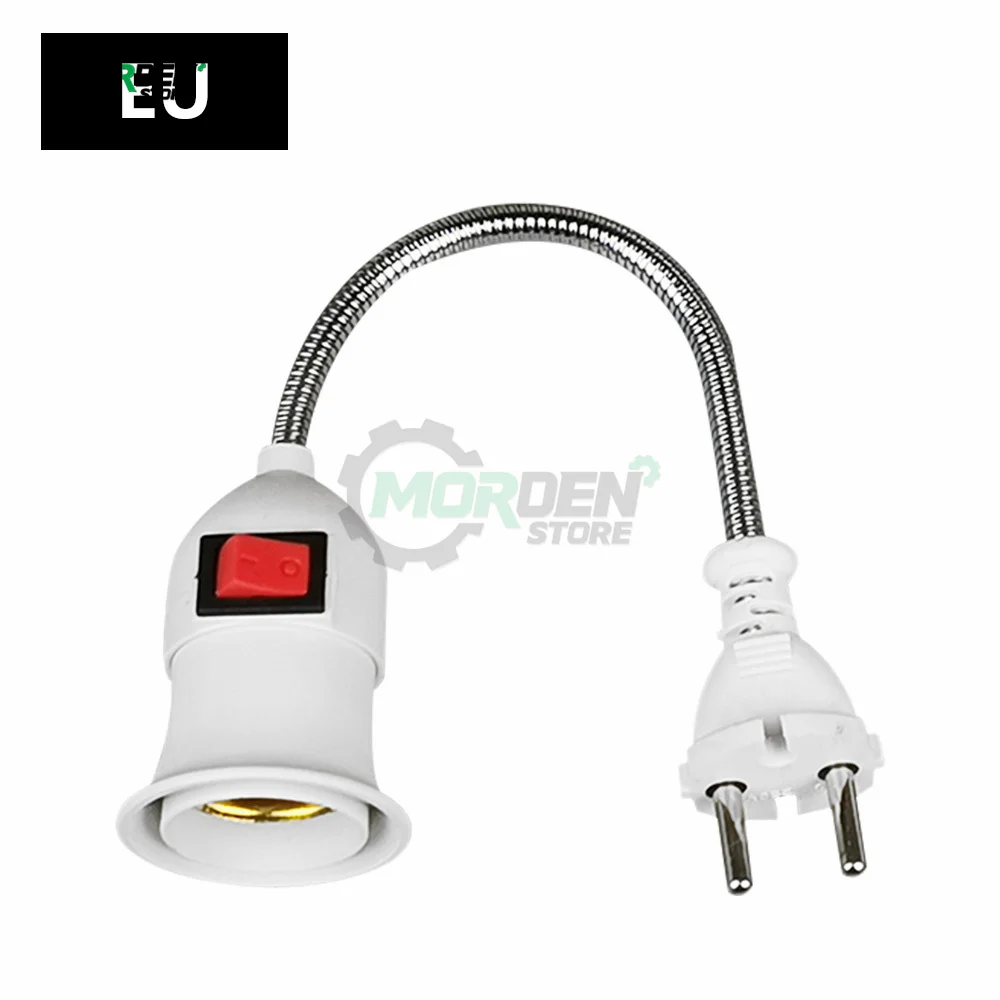 EU/US/UK Plug E27 Lamp Base lamp bulb holder lamp holder lamp base socket converter lamp socket adapter Wall Flexible Holder Light Socket Converter Bases On/Off Book light Adapter Plug Switch