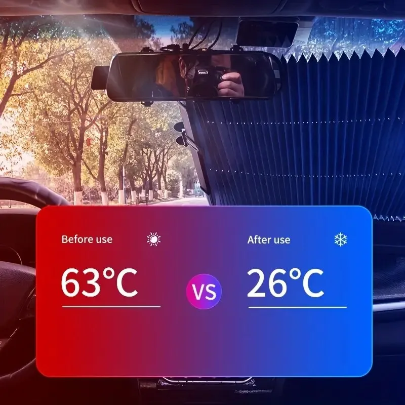 Car Front/Rear Window Sunshades Retractable Windshield Curtains Sun Visor Car Sun Shades Summer UV Blocking Protective car sunshade