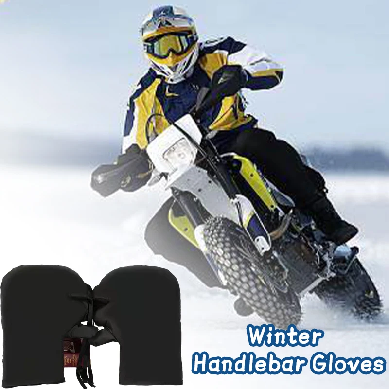 

1Pair Motorcycle Handlebar Gloves Windproof Thick Warm Grip Handle Bar Muff Winter Warmer Thermal Cover Gloves for Bike Scooters
