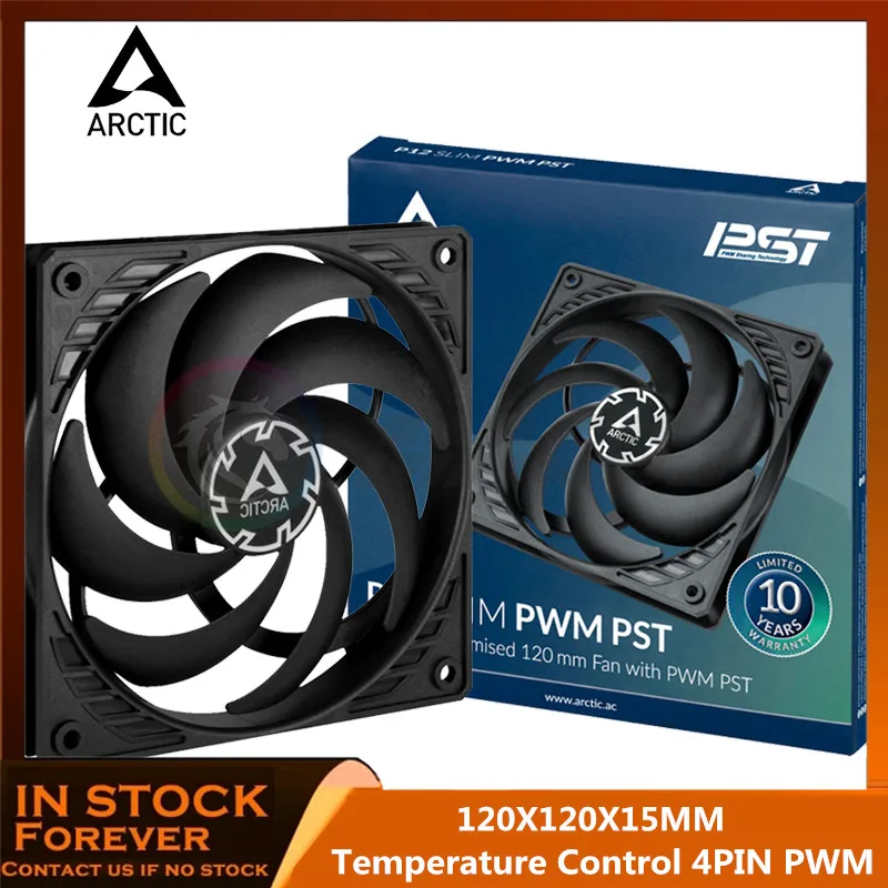 Arctic P12 Slim Pwm Pst Ventola Ultra Silenziosa, Ventola Sottile Da 15Mm Di Raffreddamento Della Custodia, 4Pin Pwm Cpu Cooler Master Temperature Con