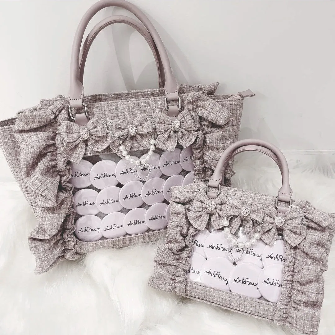 Lolita Lotus Leaf Edge – sac à main Ita rose pour femmes, sac à main de Style japonais JK, poignée d'uniforme Y2k, sac à main esthétique Harajuku pour dames 1