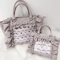 Lolita Lotus Leaf Edge – sac à main Ita rose pour femmes, sac à main de Style japonais JK, poignée d'uniforme Y2k, sac à main esthétique Harajuku pour dames 1