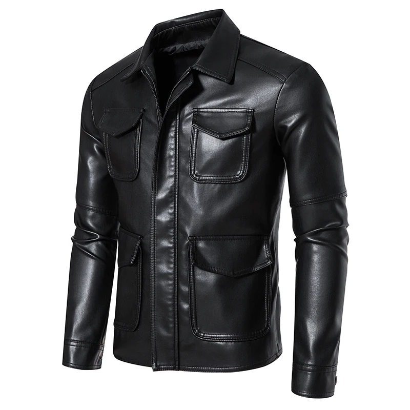 TRAF Spring Leather Men's Youth Trend Autumn And Winter New Slim Korean Version Of Handsome Men's Coat Leather Jacket Men 2